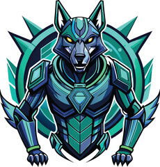 Cybernetic Wolf Warrior in Futuristic Armor