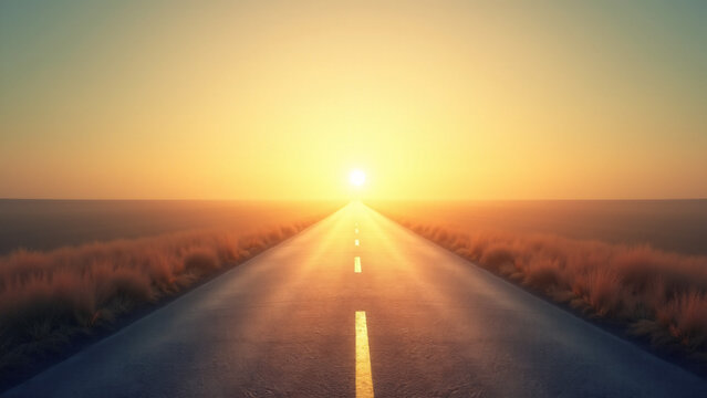 Camino recto hacia el horizonte bajo cielo despejado