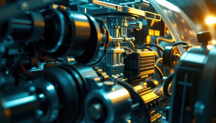 Obraz premium Intricate machinery close-up