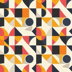 The design features an intricate arrangement of colorful geometric shapes, creating a visually striking and dynamic pattern. Generative AI