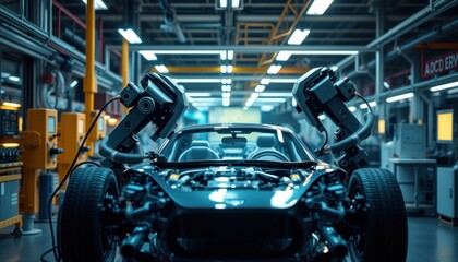 Fototapeta premium Innovative automotive robotics in action