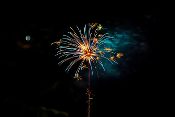 Colorful fireworks on a black background by AI generative