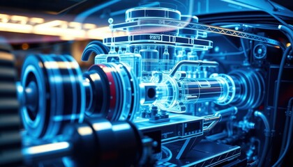 Obraz premium Futuristic engine technology in motion