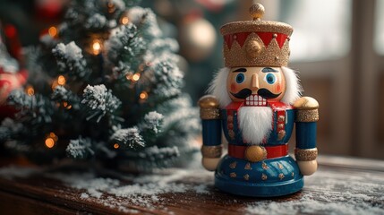 toy next to a small christmas tree on the table