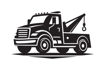 Tow Truck Silhouette Illustration – High-Resolution Vector for Designers