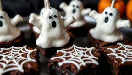 Spooky ghost brownies for halloween