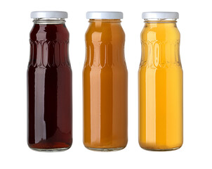 Set of glass bottles with juice