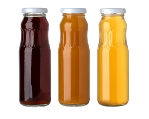 Set of glass bottles with juice