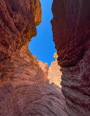 Sky is seen between the rock formationsof Quebrada de las Conchas, in Salta, Arg