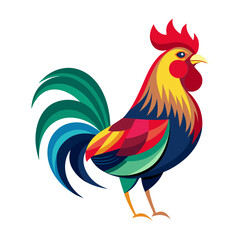 Fototapeta premium rooster bird flat style isolated on white background. Vector illustration