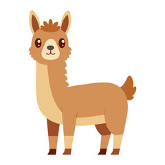 cute lama animal flat style isolated on white background. Vector illustration