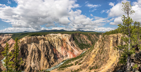 Yellowstone National Park from the Artist Point Sublime Trail at Grand Canyon of the Yellowstone...