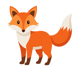 Fototapeta premium fox animal flat style isolated on white background. Vector illustration