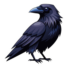 Fototapeta premium raven bird flat style isolated on white background. Vector illustration
