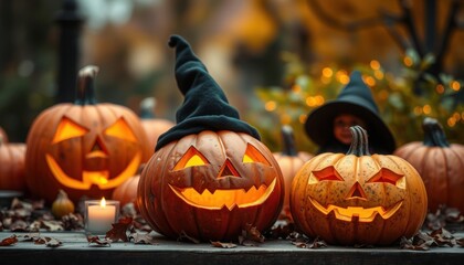 Spooky halloween pumpkin display