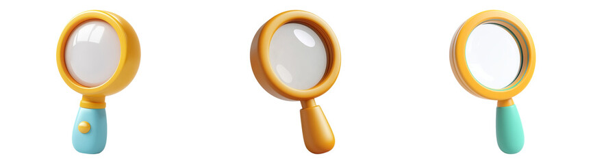 3D magnifying glasses in plasticine style isolated on transparent PNG perfect for detective-themed designs or search tool illustrations