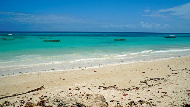 fisher baots at the coast of zanzibar