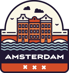Amsterdam illustrated badge