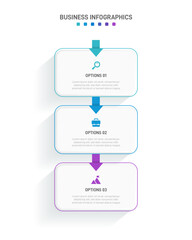 Vertical progress bar featuring 3 arrow-shaped elements, symbolizing the three stages of business strategy and progression. Clean timeline infographic design template. Vector for mobile presentation.