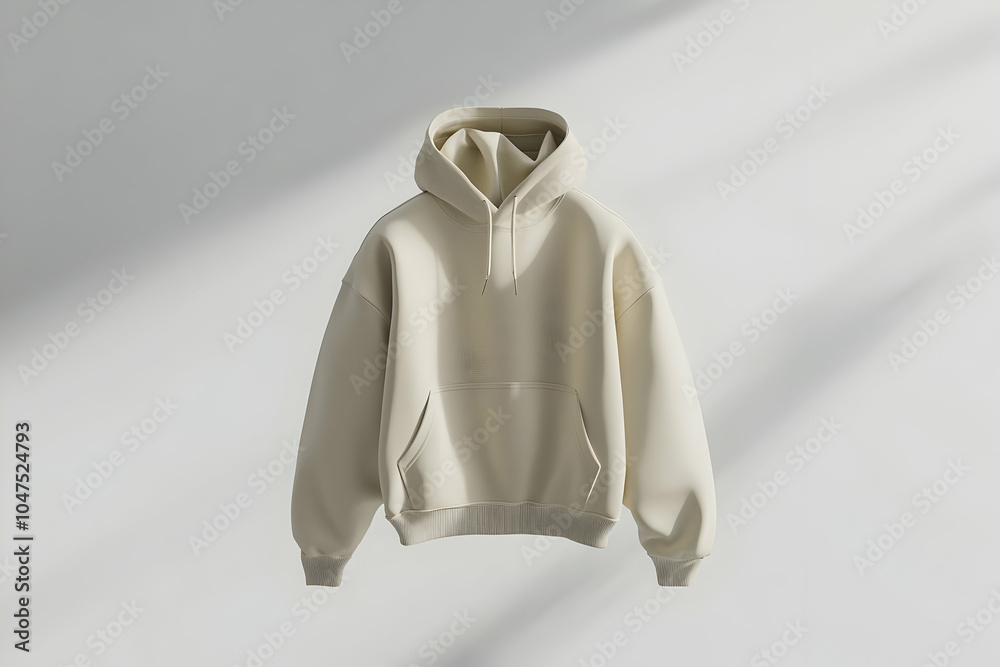 Wall mural a minimalist beige hoodie displayed against a soft, light background.