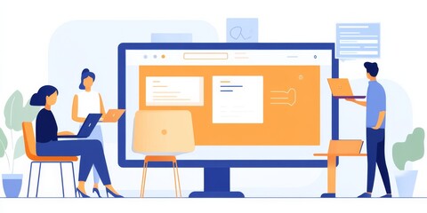 A marketer uses a tablet to study online marketing strategies. They look at how to reach people through websites, social media, and online ads.