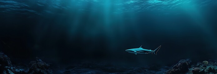Naklejka premium A shark is swimming in the ocean