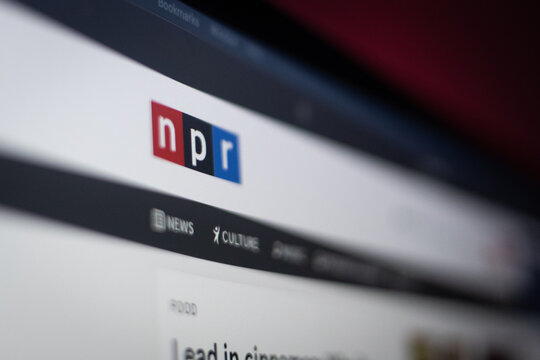 Close-Up of NPR Logo on Website Displayed on Computer Screen &ndash; National Public Radio (NPR) Digital Media Branding