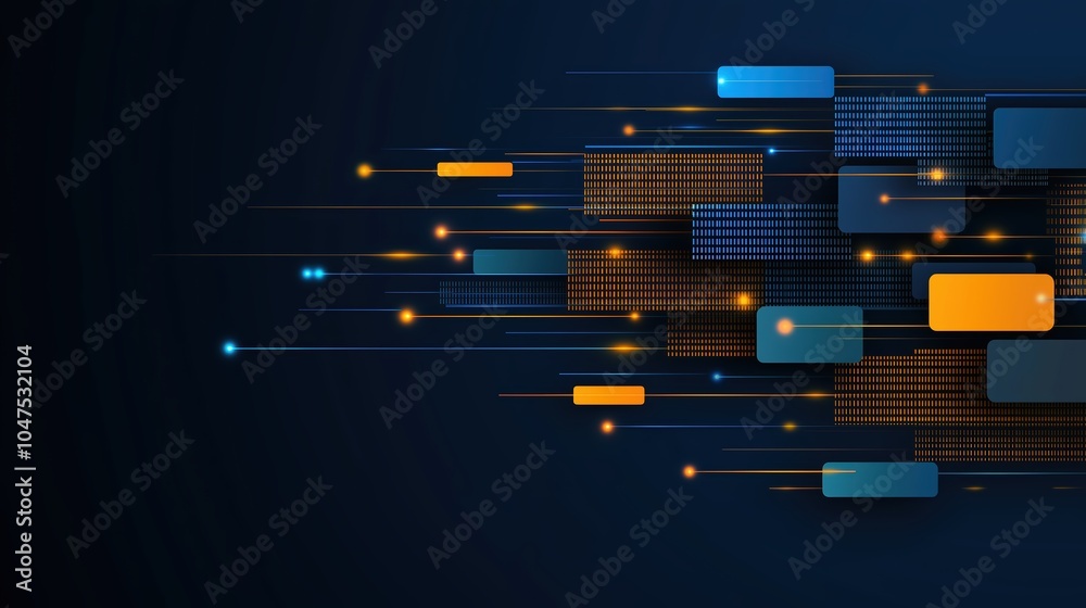 Fototapete colorful abstract design with orange and blue blocks. the blocks are arranged in a way that creates 