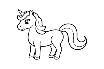 Obraz premium Unicorn Coloring Page Vector – Magical Line Art Silhouette Illustration for Kids and Fantasy Art Therapy