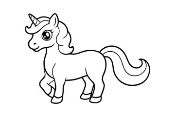 Unicorn Coloring Page Vector – Magical Line Art Silhouette Illustration for Kids and Fantasy Art Therapy