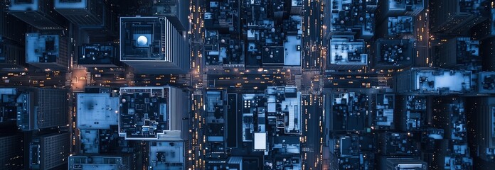 Fototapeta premium A cityscape with tall buildings and a street view