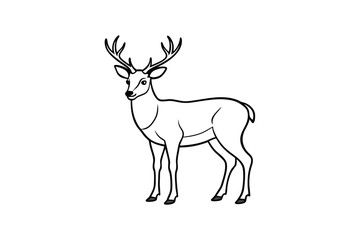 Deer Line Art Vector Illustration – Majestic and Rustic Wildlife Design for Elegant Nature Art