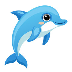 Obraz premium Cute Dolphin on White Background