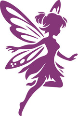 Elegant Purple Fairy Silhouette in Mid Flight