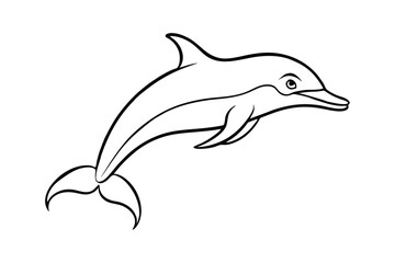 Obraz premium Dolphin Silhouette Line Art Vector – Minimalist Marine Icon on White Background for Ocean and Aquatic Design