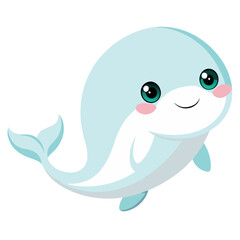 Fototapeta premium Cute Whale on White Background