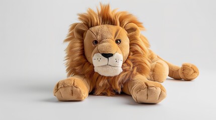 Lion doll on a background, plush, toy, adorable, cuddly, stuffed animal, animals, safari, background information, isolation, Generative AI.