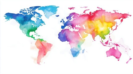 Obraz premium A colorful watercolor painting of the world