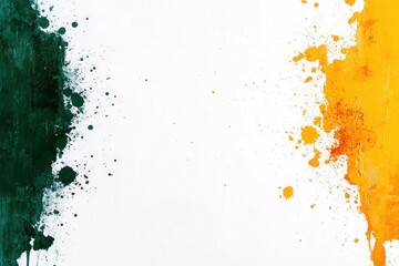 Colorful Watercolor Paint Stains and Blots Border with Splatter Texture on White Background, Perfect for Copy Space