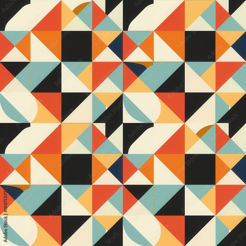 Aufkleber a vibrant geometric pattern showcases a variety of colored shapes, arranged in an eye-catching layou