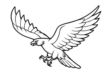 Eagle Silhouette Line Art Vector Icon – Majestic Hunting Bird Illustration for Powerful and Bold Wildlife Design