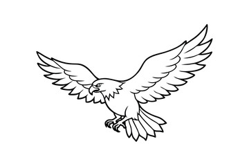 Eagle Silhouette Line Art Vector Icon – Majestic Hunting Bird Illustration for Powerful and Bold Wildlife Design