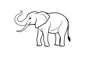 Obraz premium Elephant Outline Vector Illustration – Simple Line Art Symbolizing Wisdom and Strength for Majestic Wildlife Design