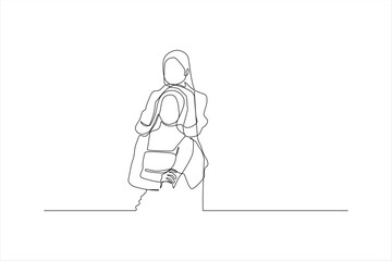 A minimalist line drawing of a person with a backpack, emphasizing simplicity and form.