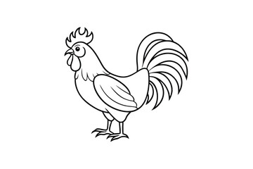 Rooster Silhouette Line Art Vector Illustration – Rustic Farm Animal Design for Countryside and Vintage Art