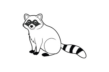 Raccoon Line Art Silhouette Vector – Charming Woodland Wildlife Illustration for Nature and Rustic Design