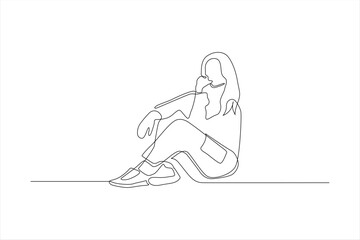 A minimalist line drawing of a seated figure, reflecting a moment of contemplation.