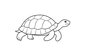 Turtle on the Beach Line Art Vector – Simple and Peaceful Coastal Wildlife Illustration for Ocean and Nature Designs
