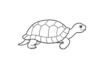 Turtle on the Beach Line Art Vector &ndash; Simple and Peaceful Coastal Wildlife Illustration for Ocean and Nature Designs
