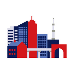 City landscape color illustration